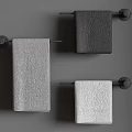 Modern Bathroom Accessories with Various Colored Towels and Black Wall Mounted Racks