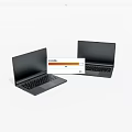 Two Black Open Laptops Showcasing Sleek Design On White Surface 3d model
