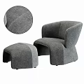 Comfortable Gray Fabric Lounge Chair with Modern Design and Matching Ottoman