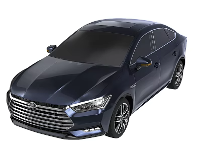 Dark Blue Modern Sedan With Sleek Body Design Front Grille And Alloy Wheels 3d model