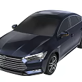 Dark Blue Modern Sedan With Sleek Body Design Front Grille And Alloy Wheels