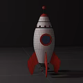Cute White and Red Rocket Shaped Dolls in Various Sizes with Round Windows 3d model