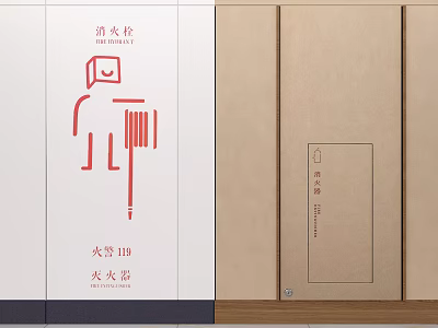 Fire Safety Equipment Featuring Fire Hydrant And Fire Extinguisher With Signage Design 3d model