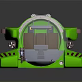 Green Futuristic Water Vehicle With Transparent Cabin And Side Propulsion Components