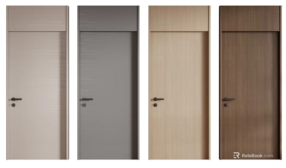 Stylish Hinged Doors In Various Colors And Materials For Modern Home Interior 3d model 