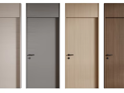 Stylish Hinged Doors In Various Colors And Materials For Modern Home Interior 3d model