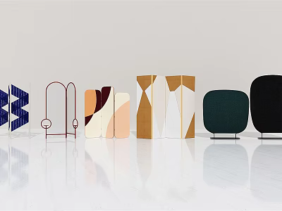 Modern Decorative Screens with Various Designs Different Shapes and Colors 3d model