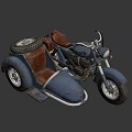 Vintage Blue Sidecar Motorcycle With Red Seat And Classic Design