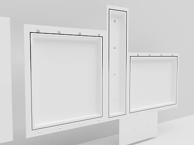 Modern White Ceiling Design With Square Recessed Panels And Metal Frames 3d model