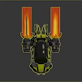 Futuristic Yellow Flying Car With Large Engines Flames And Mechanical Design