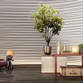 Modern CCD Hotel End View Table Ornaments Floriculture Combination Green Plant Table Lamp Table Moss Screen 3d model