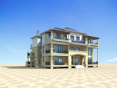 European-style single-family villa 3d model