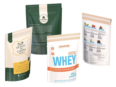 Assorted Beverage Packages Featuring Whey Protein Tea And Fruit Flavored Drinks 3d model