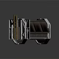 Industrial Sci Fi Interior With Metal Walls Ceiling Black Floor Door And Cables