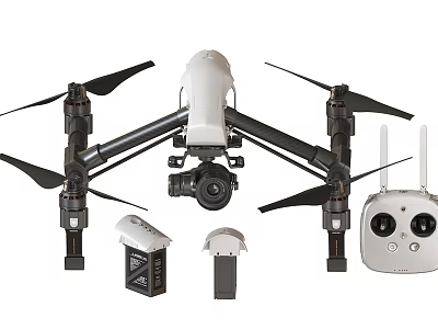 Professional Drone with Camera Remote Controller Propellers Battery and Accessories 3d model