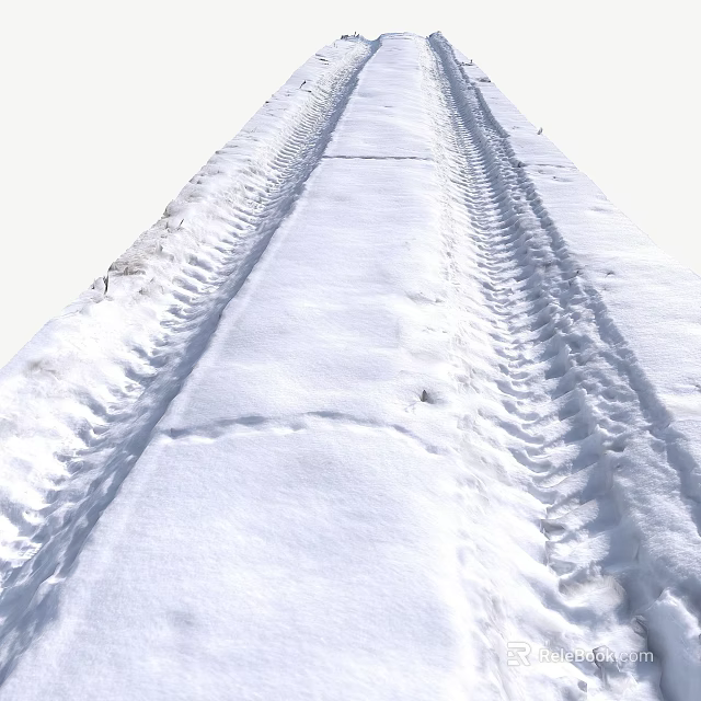 Snow Covered Path With Fresh Footprints And Clear Traces In Winter 3d model 