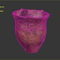 Ancient Brown Ceramic Pottery With Intricate Carved Decorative Surface Patterns 3d model