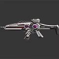 Futuristic Sci Fi Weapon With Metallic Finish Purple Glowing Elements And Red Accent Lines