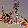Pirate Themed Playground Equipment With Wooden Ship Octopus Tentacles And Pirate Figure