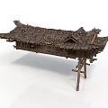 Traditional Chinese Architectural Model With Curved Cornices Tiled Roof And Wooden Supports
