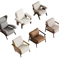Modern Single Sofa Collection With Various Colors Upholstery And Wooden Legs