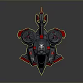 Futuristic Sci Fi Hovercraft With Dual Rotors Shark Mouth Design And Red Accents