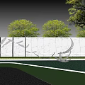 Modern Garden Landscape Design With White Walls Steps And Green Trees