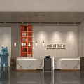 Modern Restaurant Interior With Reception Desk Chandelier Plants And Seating Area