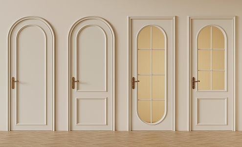 French Cream Style Single Door Glass Single Door Glass Arch Door 3d model