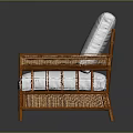 Leisure Chair With Wooden Frame White Cushion And Rattan Weave Design