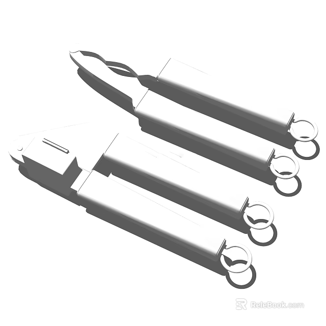 Practical Kitchen Tongs Set With Sturdy Handles And Loop Ends For Cooking Tasks 3d model 