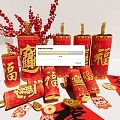 Firecracker ornaments firecracker ingot couplet pendant Spring Festival ornaments 3d model