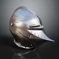 Medieval Knight Steel Weapon Helmet With Protective Face Guard And Vintage Armor Details