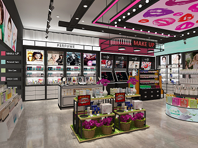 Modern Cosmetic Shop Makeup Collection Shop 3d model