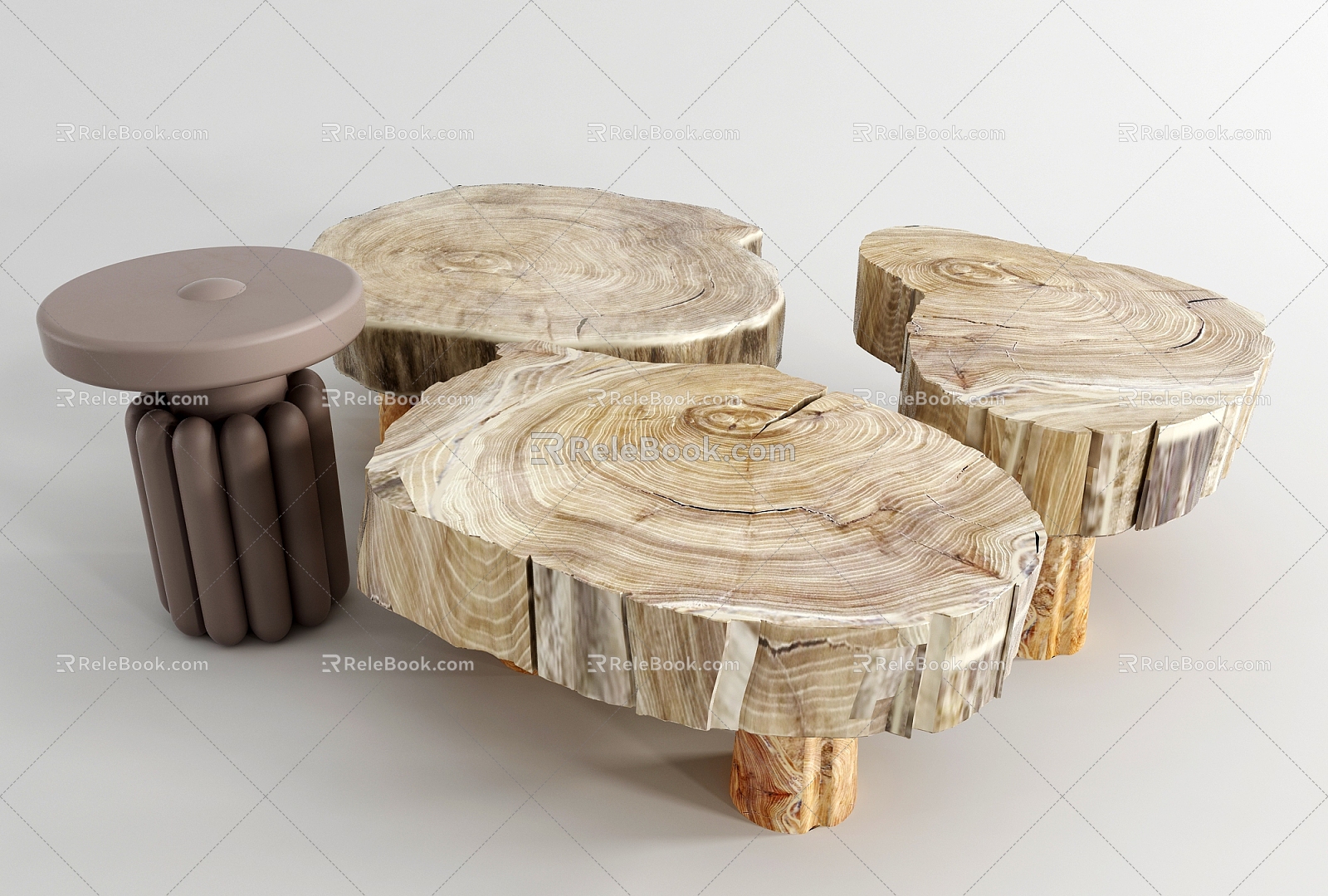 Old wooden coffee table 3d model