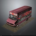 Pink Mini Bus With 55 Number And BUS MIN Sign On Gravel Ground Exterior