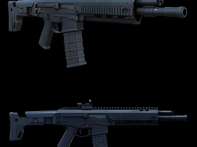 Modern Tactical Rifles Featuring Black Finish High Capacity Magazines And Optical Sights 3d model