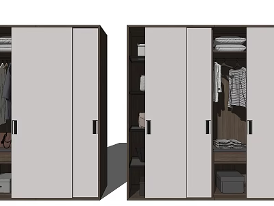 Modern Wardrobe Interior With Hanging Space Shelves And Storage Drawers 3d model