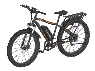 Electric Fat Tire Mountain Bike With Rear Rack And Battery Frame 3d model