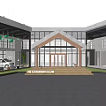 Modern 4S Dealership Showroom With White Cars Green Decor And Indoor Plants