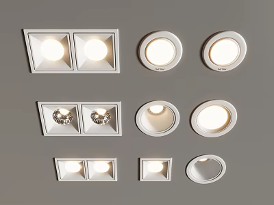 Recessed Downlights And Spotlights With Modern Square And Round Designs For Home Lighting Fixtures 3d model