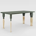 Elegant Green Dining Table With Smooth Top And Light Wood Decorative Legs 3d model