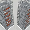 Industrial Metal Multi layer Storage Shelving Unit With Scaffold Style Frame Structure 3d model