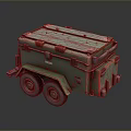 Green Military Style Vehicle With Two Wheels Sturdy Design Top Storage And Red Details