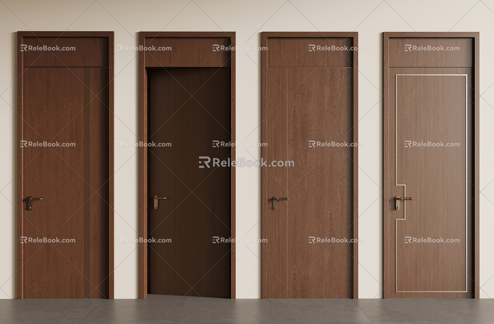 New Chinese Door Top Door Interior Door Single Door 3d model