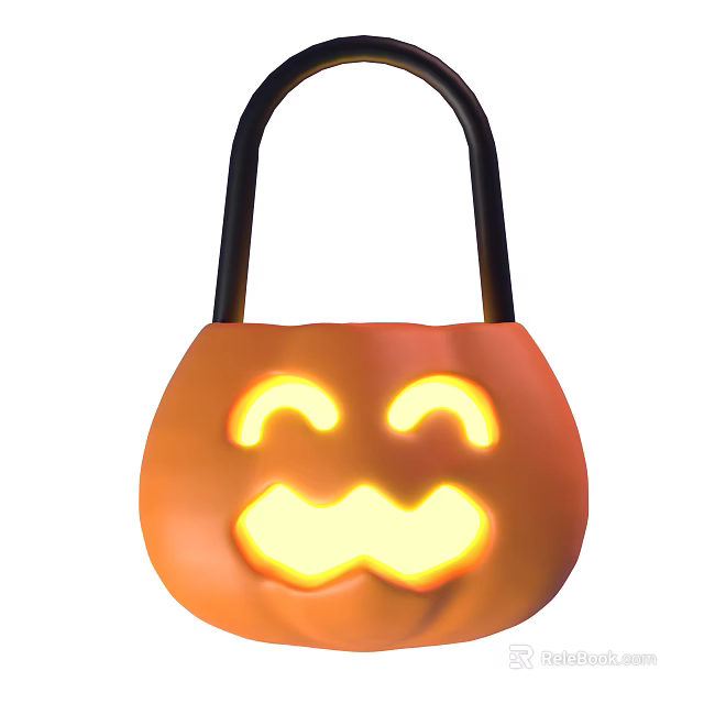 Halloween Pumpkin Themed Decorative Ornament Set With Smiley Face Design 3d model 