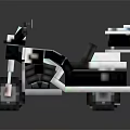 Pixel Style Black and White Motorcycle with Block Design and 3D Rendering 3d model