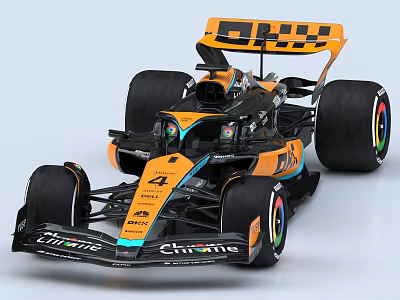Orange Black Formula 1 Racing Car Featuring DRX Logo Cinch Sponsorship And Large Tires 3d model