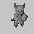 3D Game and Movie Cat Character Wearing Orange Sweater Holding Cup Against Purple Background