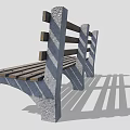 Wooden Outdoor Bench With Slatted Seat Backrest And Concrete Support Legs